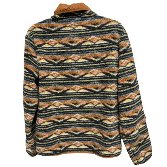 Billabong Switchback Print Fleece Pullover Front Pocket Sherpa Jacket Medium - Picture 4 of 7